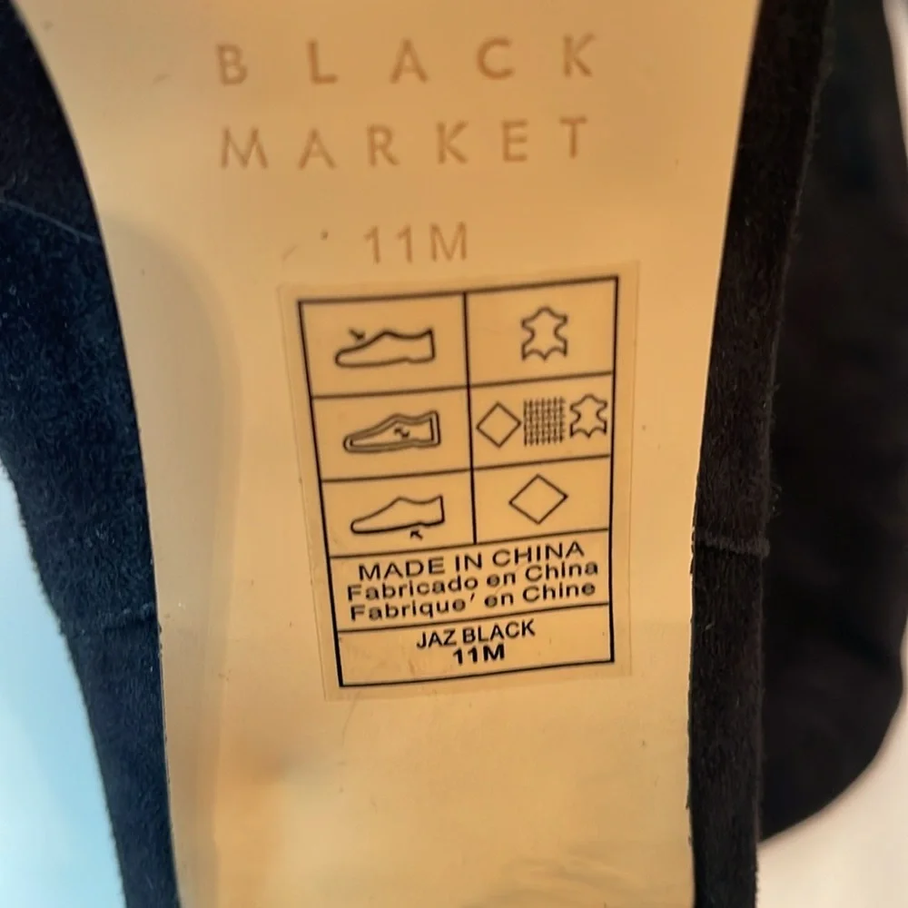WHBM BLACK SUEDE OVER-THE-KNEE BOOTS WITH CHANGEABLE STRAPS